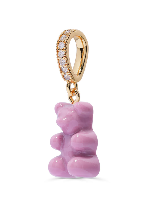 Crystal Haze Nostalgia Bear - Pave Connector - Gold Plated - Mauve Pink