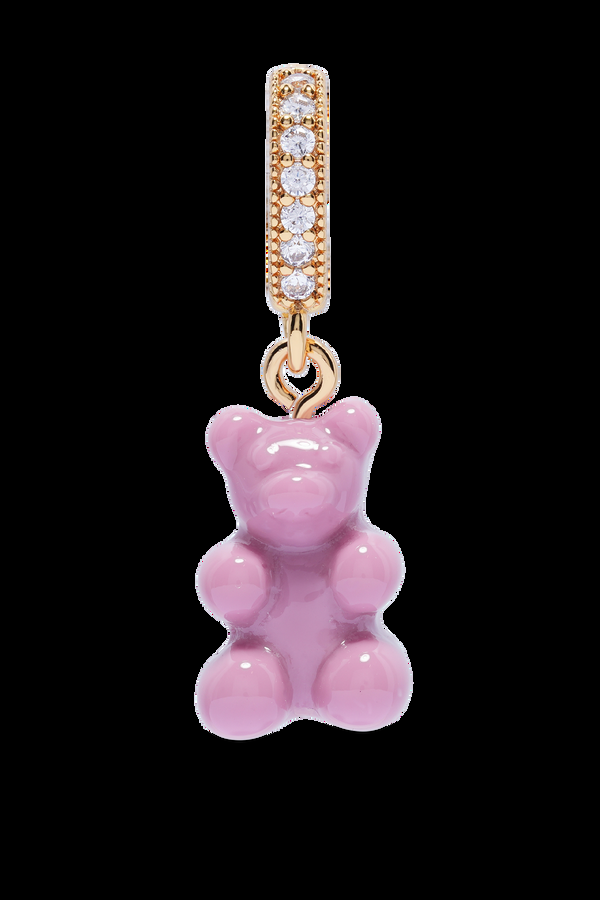 crystal haze Nostalgia Bear - Pave Connector - Gold Plated - Mauve Pink