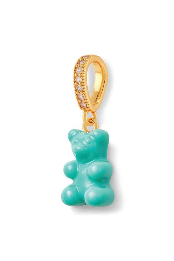 Crystal Haze Nostalgia Bear - Pave Connector - Gold Plated - Mykonos Blue