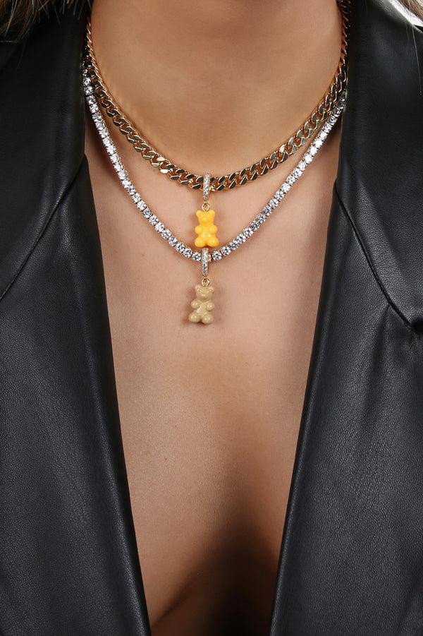 Crystal Haze Nostalgia Bear - Pave Connector - Gold Plated - NYC Taxi Yellow