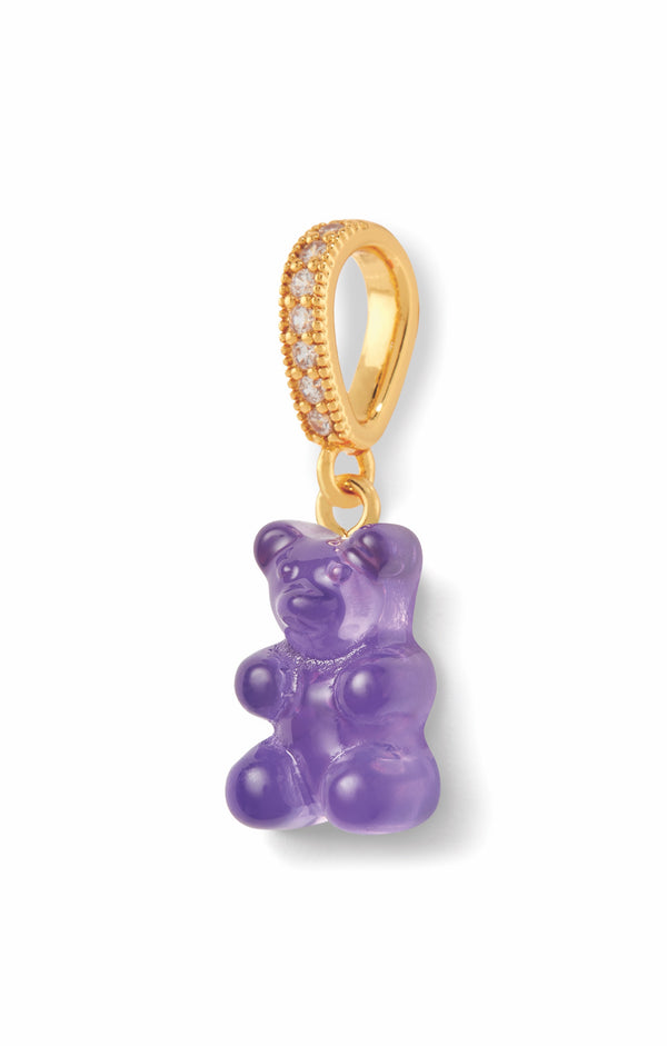 Crystal Haze Nostalgia Bear - Pave Connector - Gold Plated - Plum