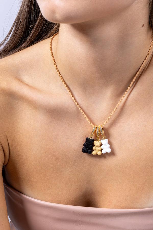 Crystal Haze Nostalgia Bear - Pave Connector - Gold Plated - Powder