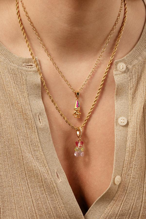 Crystal Haze Nostalgia Bear - Pave Connector - Gold Plated - Rainbow