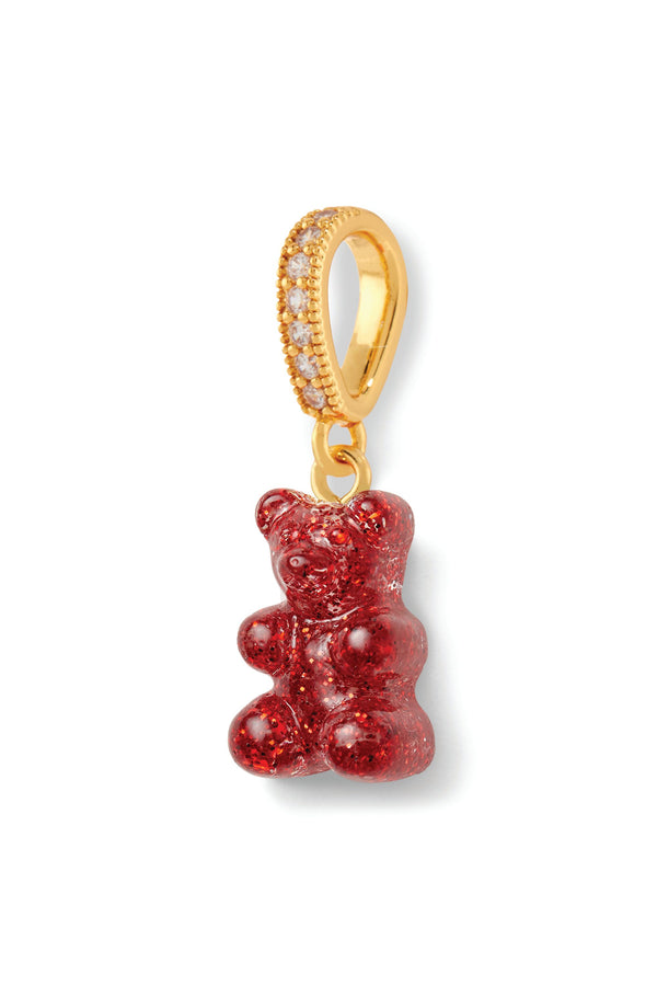 Crystal Haze Nostalgia Bear - Pave Connector - Gold Plated - Red Velvet