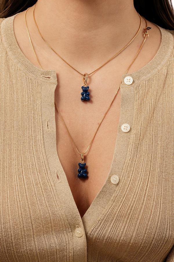 Crystal Haze Nostalgia Bear - Pave Connector - Gold Plated - Sapphire