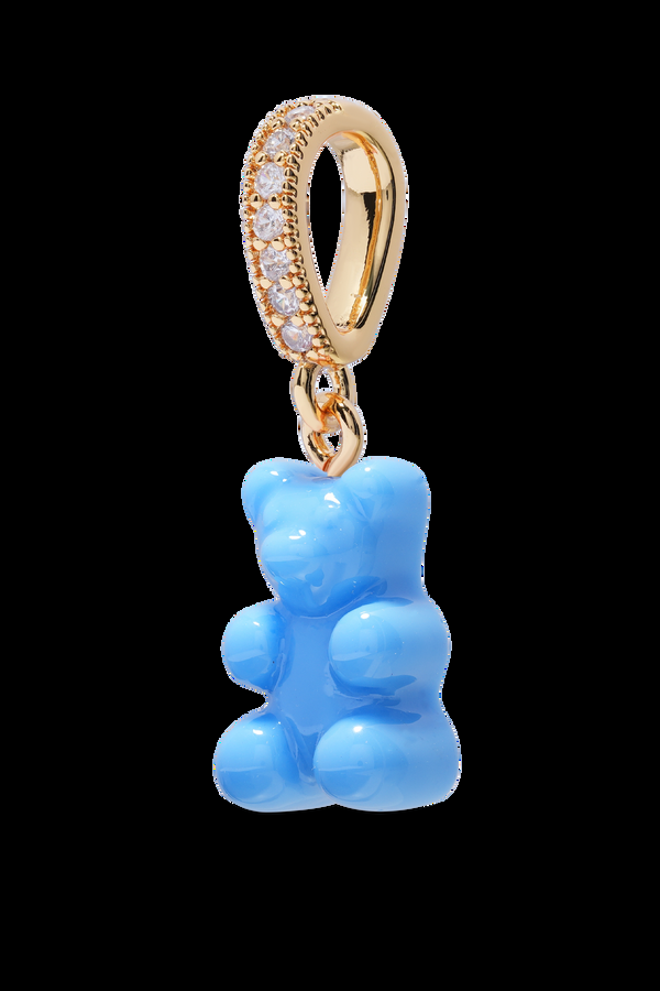 Crystal Haze Nostalgia Bear - Pave Connector - Gold Plated - Sky Blue