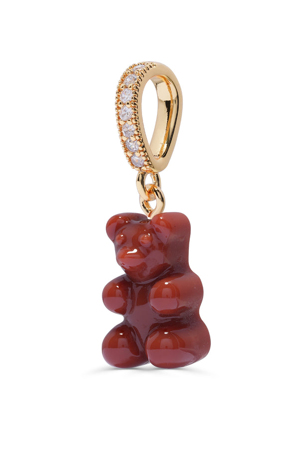 Crystal Haze Nostalgia Bear - Pave Connector - Gold Plated - Toffee