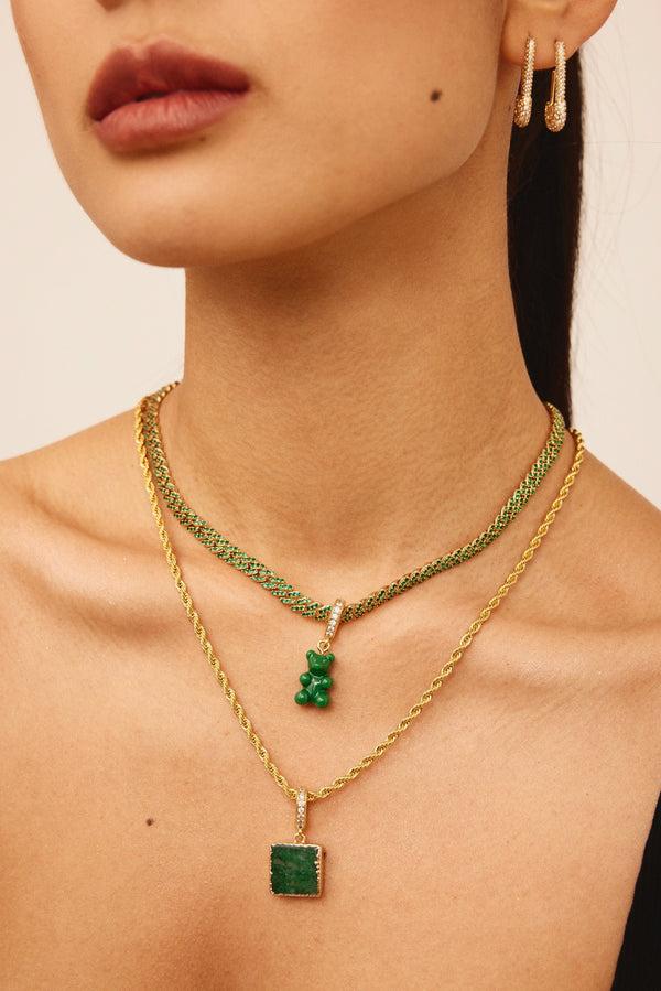 Crystal Haze Nostalgia Bear - Pave Connector - Gold Plated - Vegan