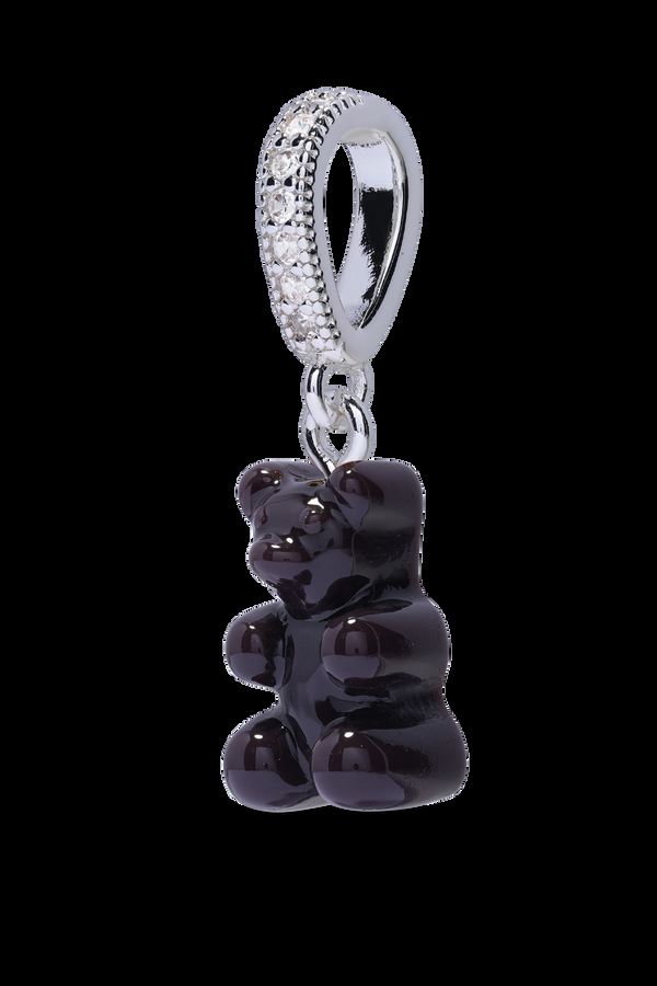 crystal haze Nostalgia Bear - Pave connector - Licorice - Silver plated