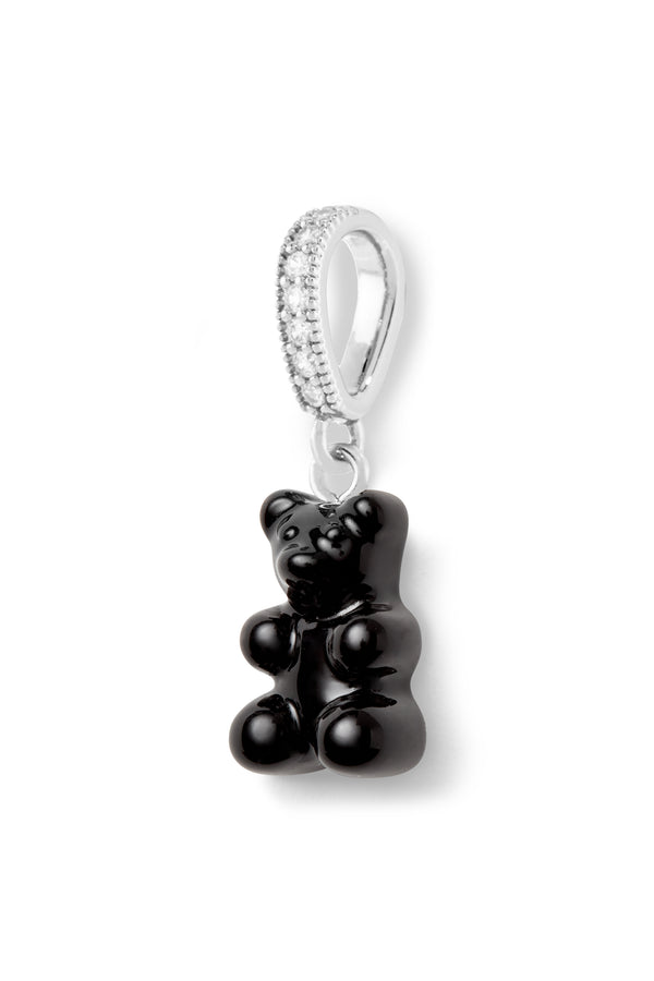 Crystal Haze Nostalgia Bear - Pave Connector - Silver Plated - Black