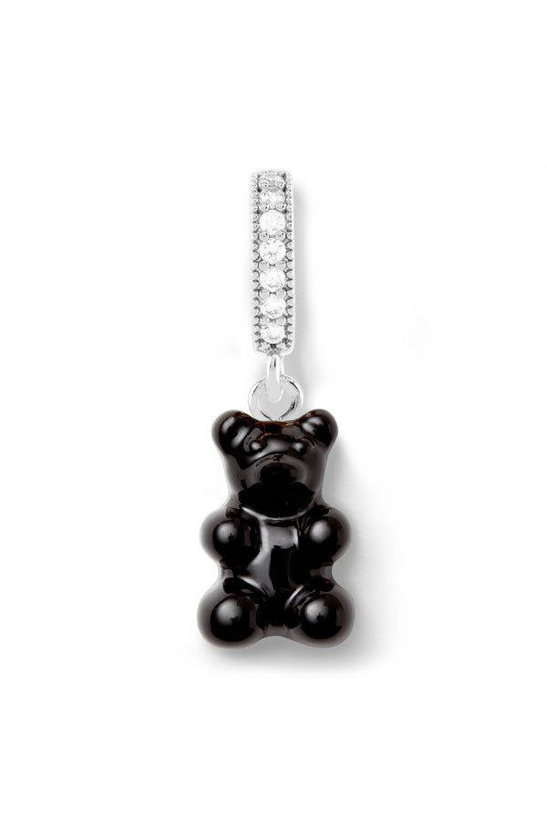 crystal haze Nostalgia Bear - Pave connector - Silver Plated - Black
