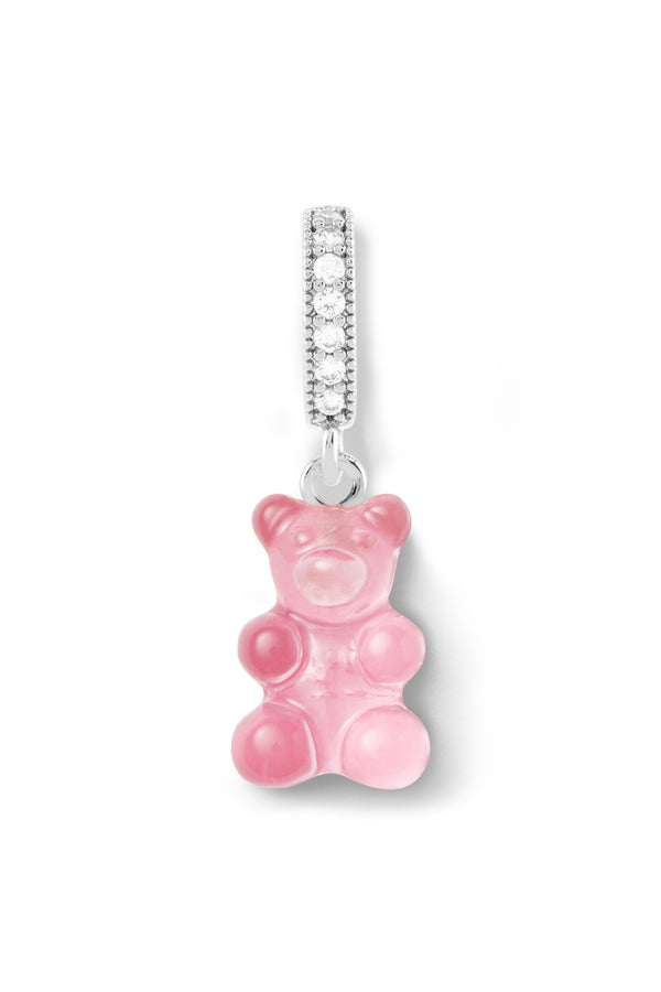 crystal haze Nostalgia Bear - Pave Connector - Silver Plated - Bubblegum Pink