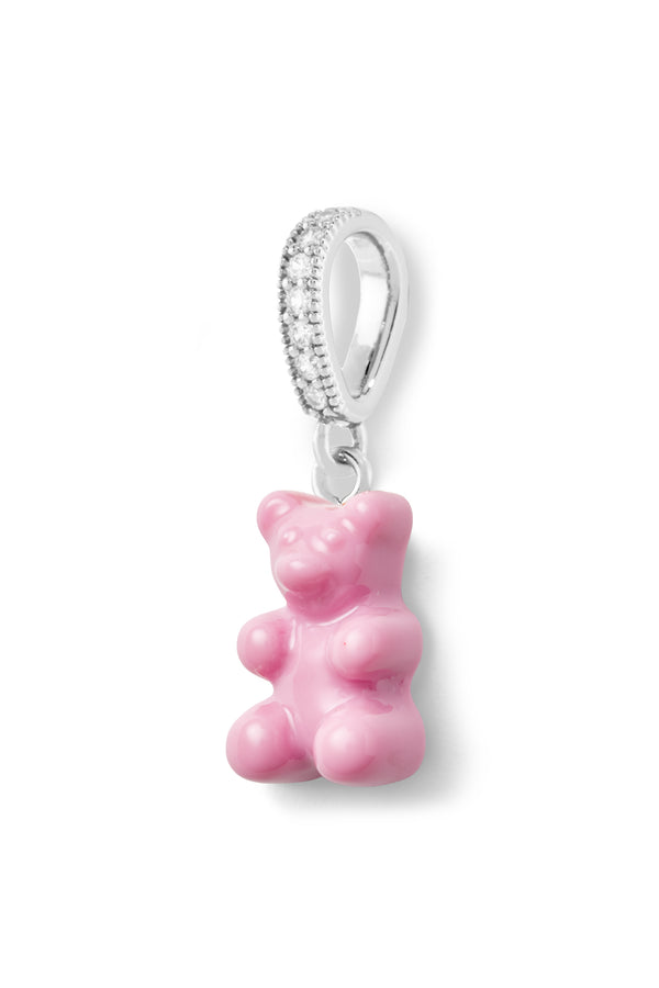 crystal haze Nostalgia Bear - Pave Connector - Silver Plated - Candy Pink