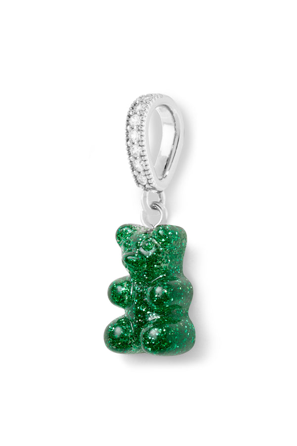 Crystal Haze Nostalgia Bear - Pave Connector - Silver Plated - Green Haze