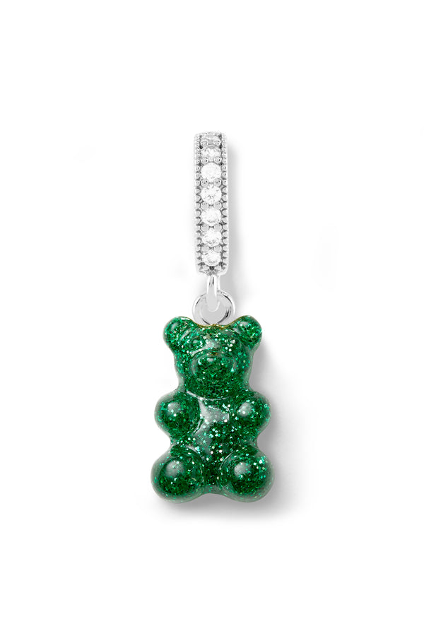 crystal haze Nostalgia Bear - Pave connector - Silver Plated - Green Haze