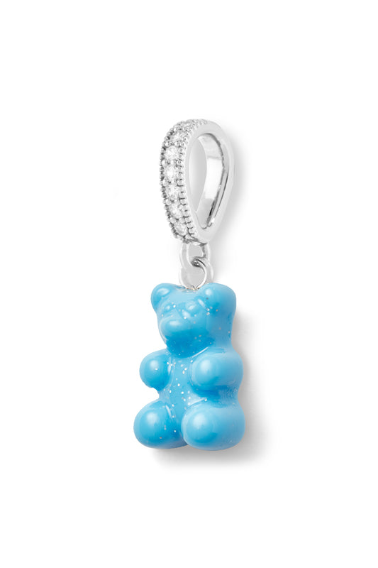 Crystal Haze Nostalgia Bear - Pave Connector - Silver Plated - Lagoon
