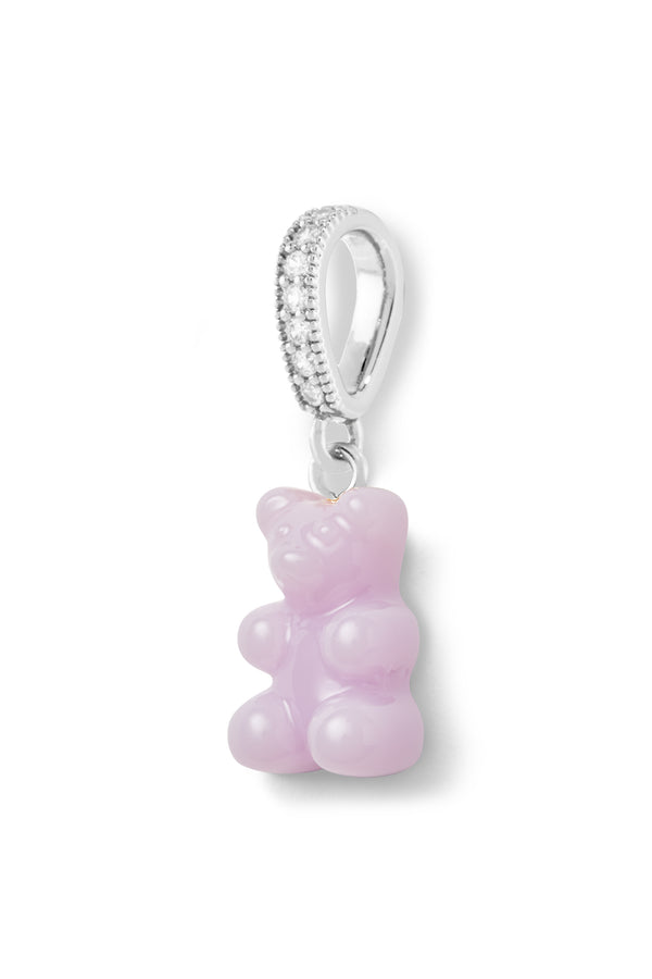 Crystal Haze Nostalgia Bear - Pave Connector - Silver Plated - Lavender