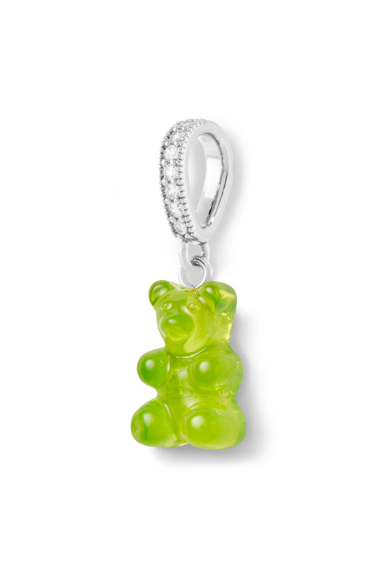crystal haze Nostalgia Bear - Pave Connector - Silver Plated - Lime