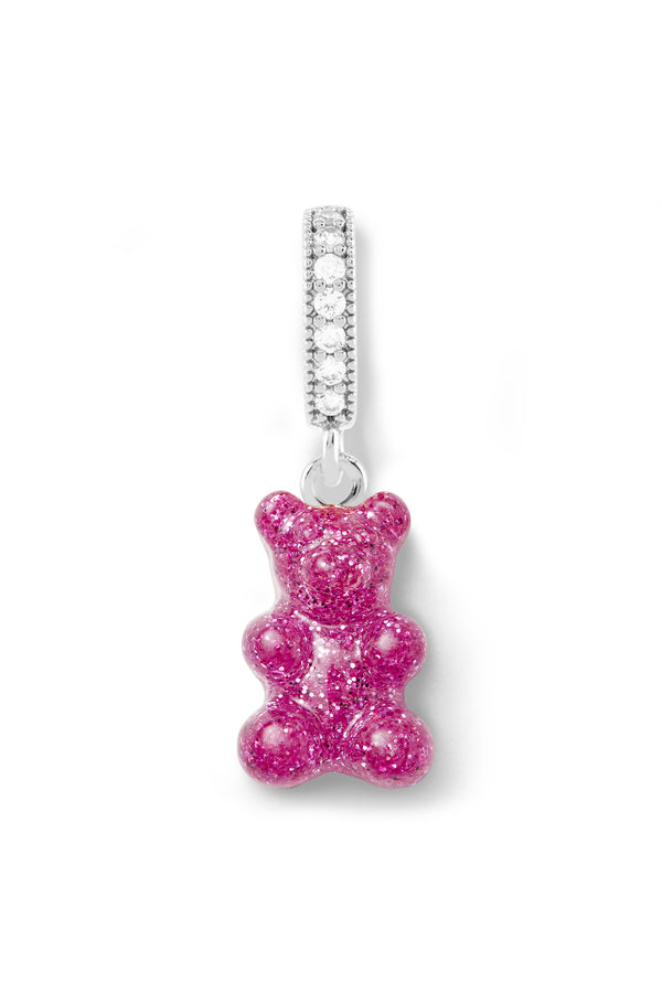crystal haze Nostalgia Bear - Pave connector - Silver Plated - Magenta
