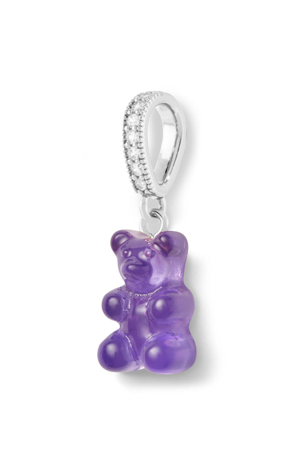 Crystal Haze Nostalgia Bear - Pave Connector - Silver Plated - Plum