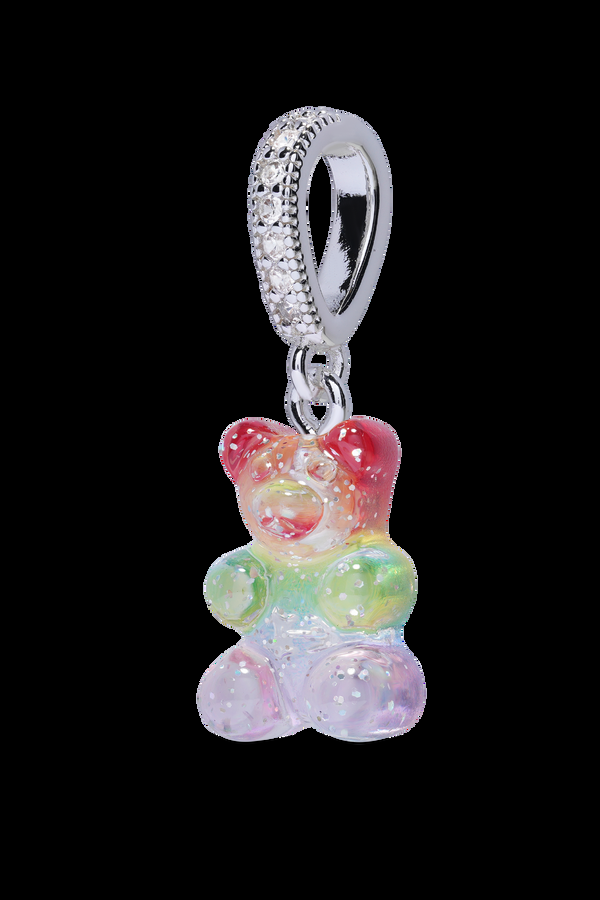 Crystal Haze Nostalgia Bear - Pave Connector - Silver Plated - Rainbow