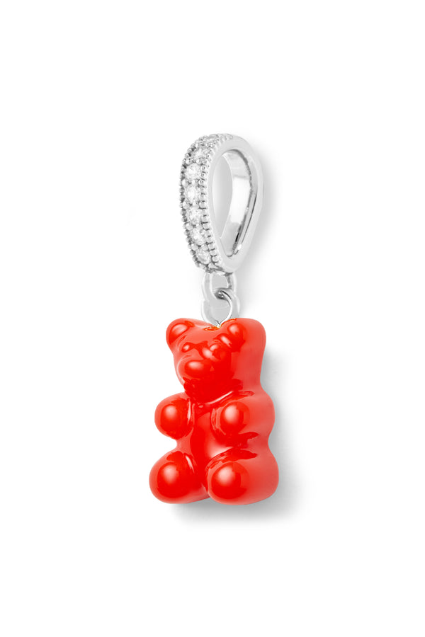 Crystal Haze Nostalgia Bear - Pave Connector - Silver Plated - Sangria