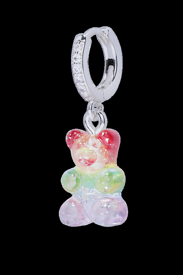 crystal haze Nostalgia Bear Pave Hoop - Silver Plated - Rainbow crystal haze Nostalgia Bear Pave Hoop - Silver Plated - Rainbow