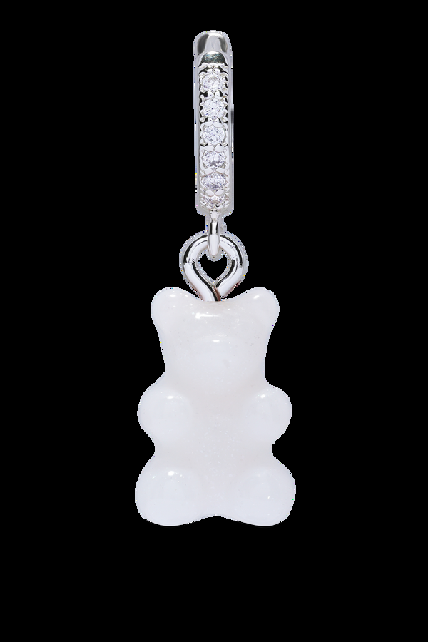 Crystal Haze Nostalgia Bear - Pearly - Silver Plated Hoop