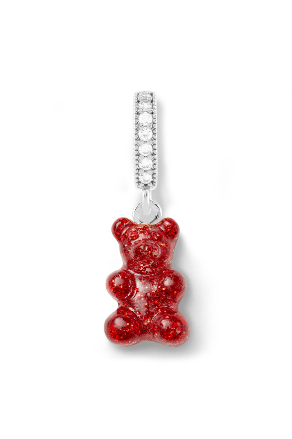 Crystal Haze Nostalgia Bear - Red Velvet- Silver Plated Pave Connector