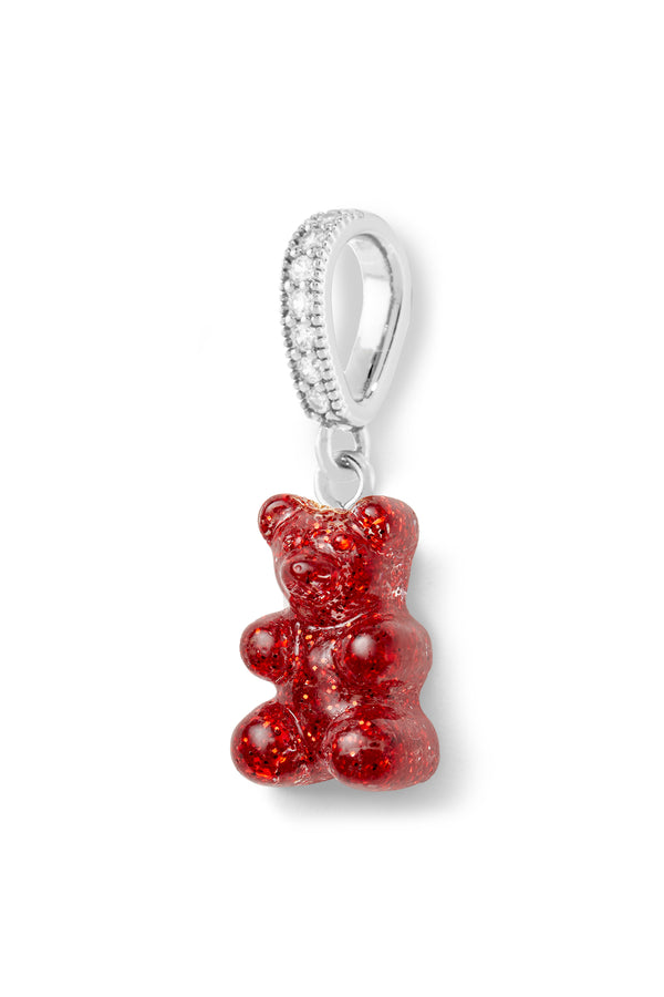 crystal haze Nostalgia bear - Red Velvet- Silver plated Pave connector