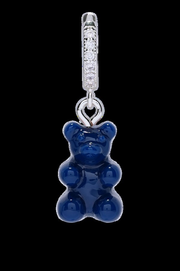 Crystal Haze Nostalgia Bear - Sapphire - Silver Plated Hoop