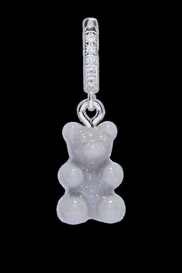 Crystal Haze Nostalgia Bear - Silver Plated Hoop - Steel