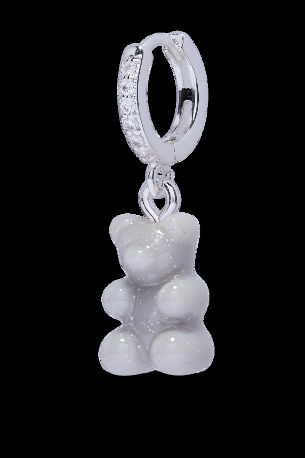 crystal haze Nostalgia Bear - Silver Plated Hoop - Steel