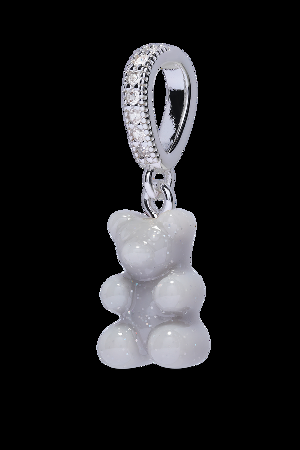 Crystal Haze Nostalgia Bear - Silver Plated Pave Connector - Steel
