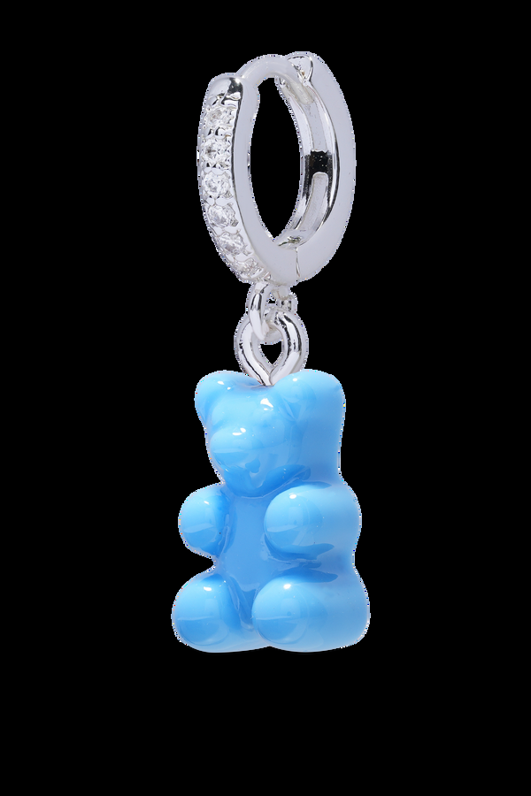 crystal haze Nostalgia Bear - Sky Blue - Silver Plated Hoop