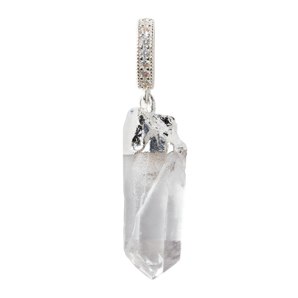 crystal haze Rock Crystal - Silver Plated - Pave Connector