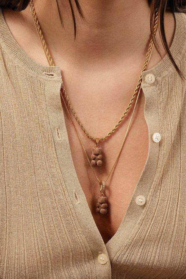 Crystal Haze Velvet Nostalgia Bear - Classic Connector - Latte