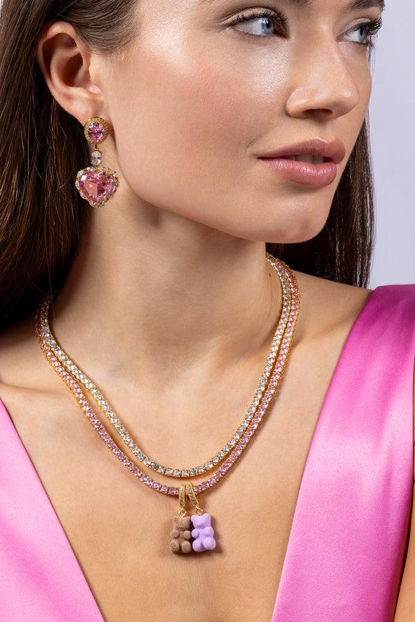 Crystal Haze Velvet Nostalgia Bear - Pave Connector - Latte