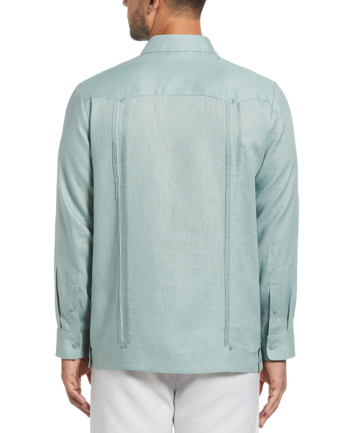 Cubavera 100% Linen Classic Guayabera Shirt - Long Sleeve Blue Surf