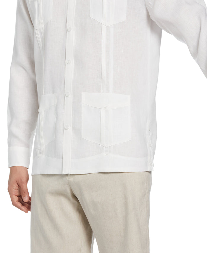 Cubavera 100% Linen Classic Guayabera Shirt - Long Sleeve Bright White