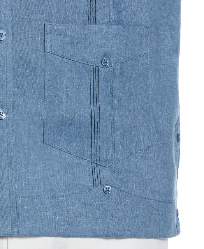 Cubavera 100% Linen Classic Guayabera Shirt - Long Sleeve Captains Blue