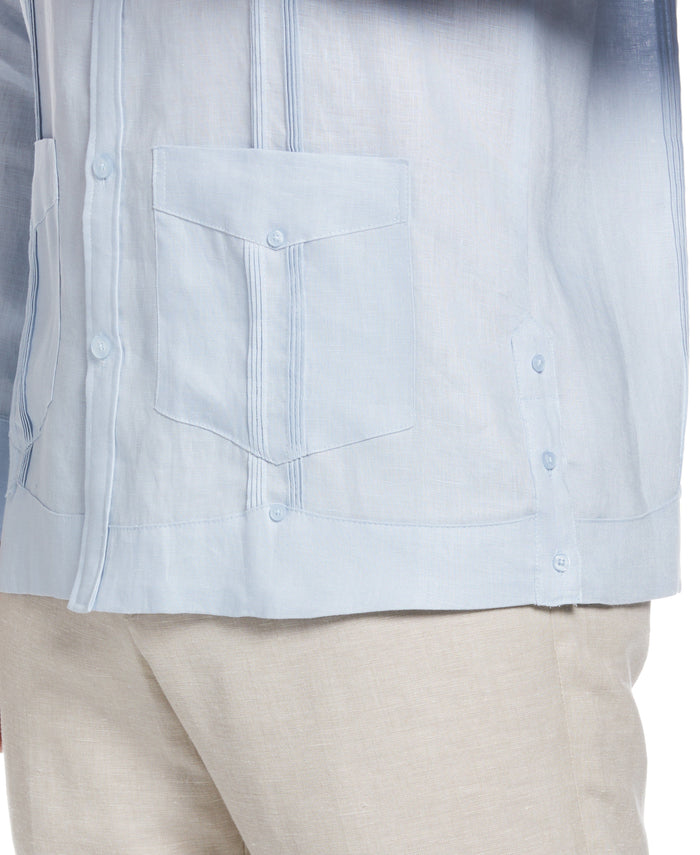 Cubavera 100% Linen Classic Guayabera Shirt - Long Sleeve Cashmere Blue