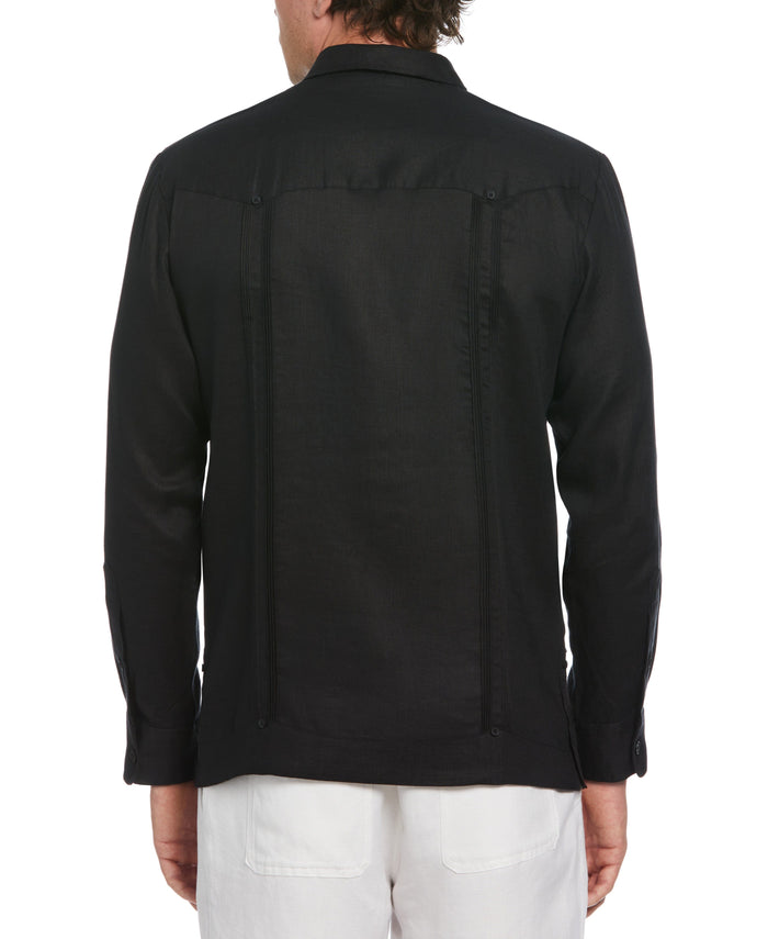 Cubavera 100% Linen Classic Guayabera Shirt - Long Sleeve Jet Black