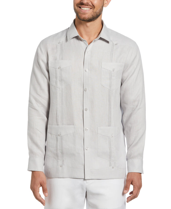 cubavera 100% Linen Classic Guayabera Shirt - Long Sleeve Micro Chip