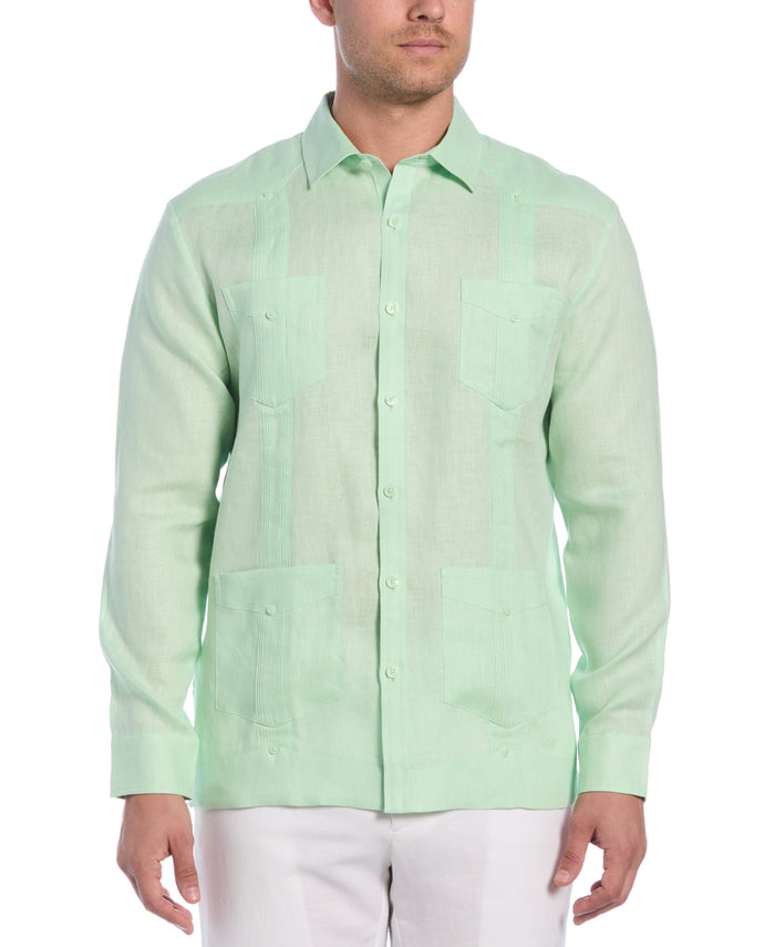 cubavera 100% Linen Classic Guayabera Shirt - Long Sleeve Pastel Green