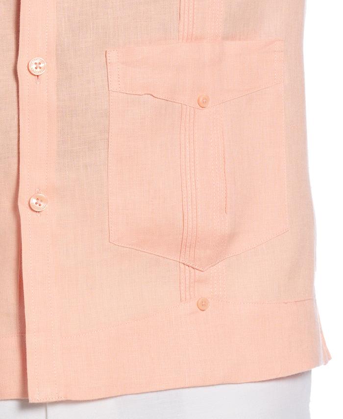 Cubavera 100% Linen Classic Guayabera Shirt - Long Sleeve Peach Parfait