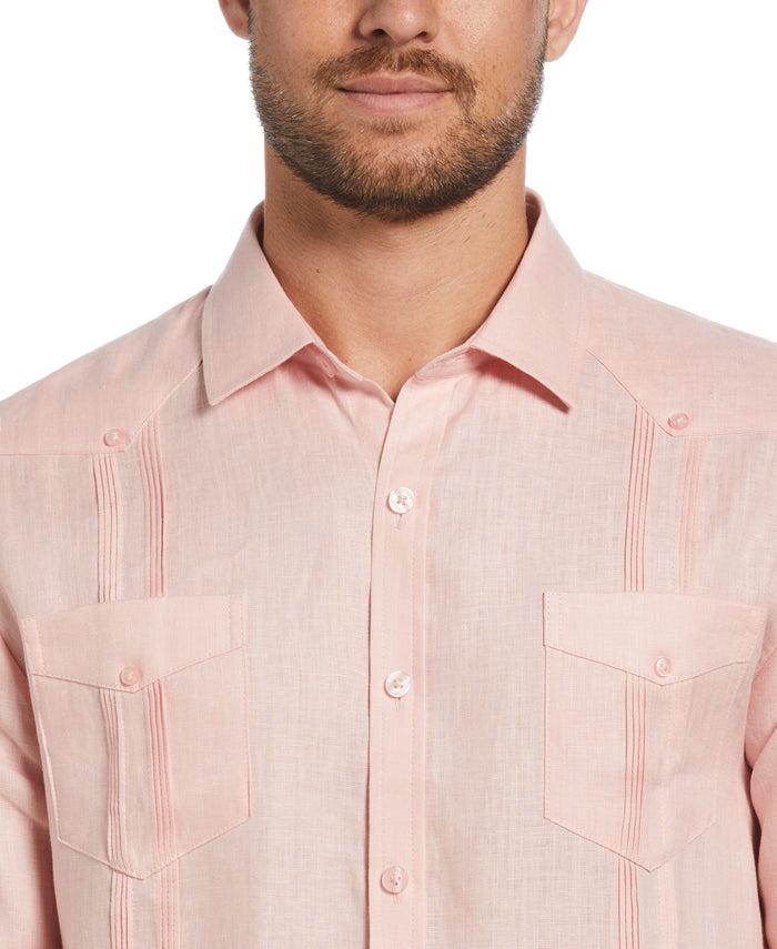 Cubavera 100% Linen Classic Guayabera Shirt - Long Sleeve Silver Pink