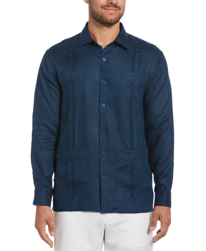 cubavera 100% Linen Classic Guayabera Shirt - Long Sleeve Titan