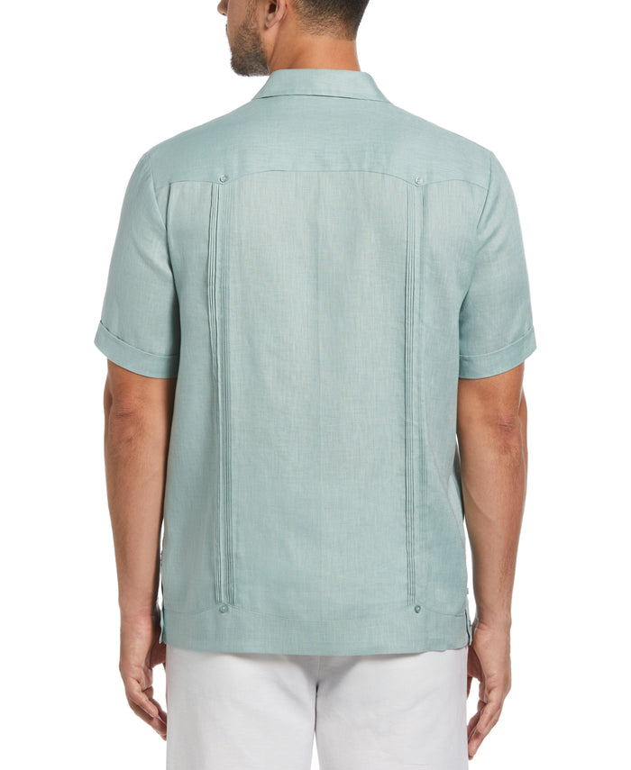 Cubavera 100% Linen Classic Guayabera Shirt - Short Sleeve Blue Surf