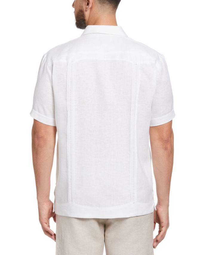 Cubavera 100% Linen Classic Guayabera Shirt - Short Sleeve Bright White